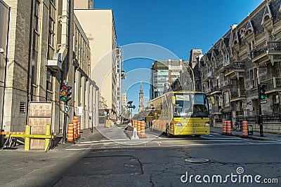 Travelling Bus in Montreal Editorial Stock Photo
